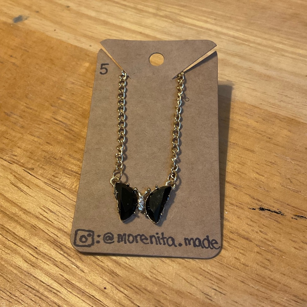 Gold and Black Butterfly Necklace